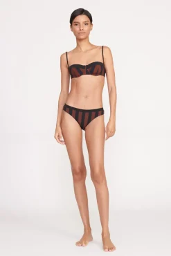GEMMA BIKINI BOTTOM  BLACK TAN SEASHORE STRIPE