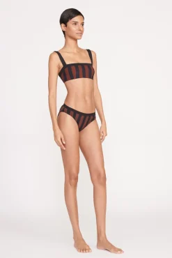 GEMMA BIKINI BOTTOM  BLACK TAN SEASHORE STRIPE