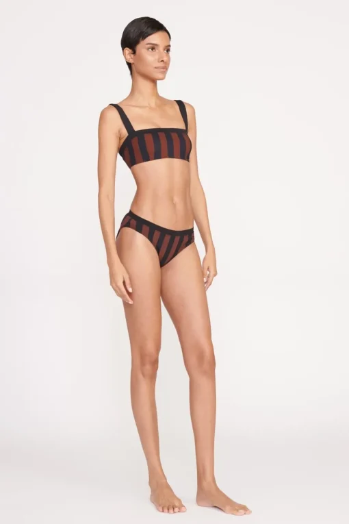 GEMMA BIKINI BOTTOM  BLACK TAN SEASHORE STRIPE
