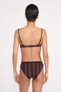 GEMMA BIKINI BOTTOM  BLACK TAN SEASHORE STRIPE