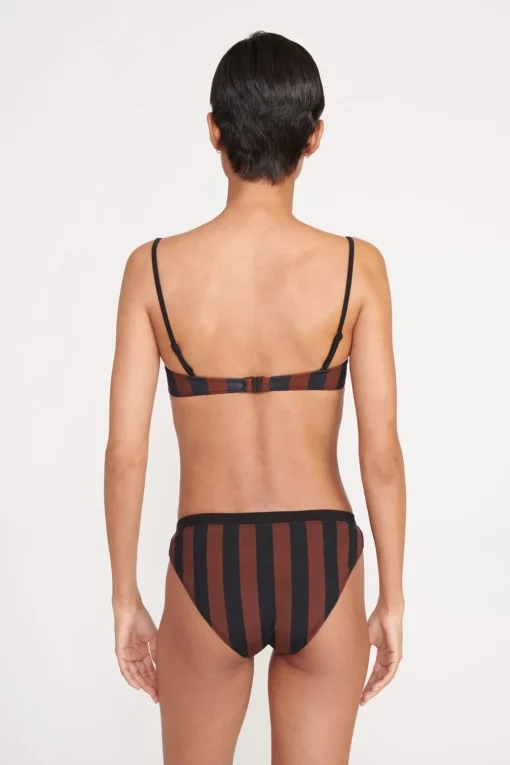 GEMMA BIKINI BOTTOM  BLACK TAN SEASHORE STRIPE
