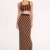 GIOVANNI SKIRT  BLACK TAN SEASHORE STRIPE