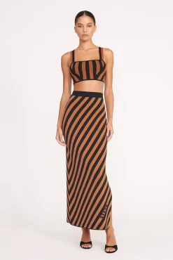 GIOVANNI SKIRT  BLACK TAN SEASHORE STRIPE
