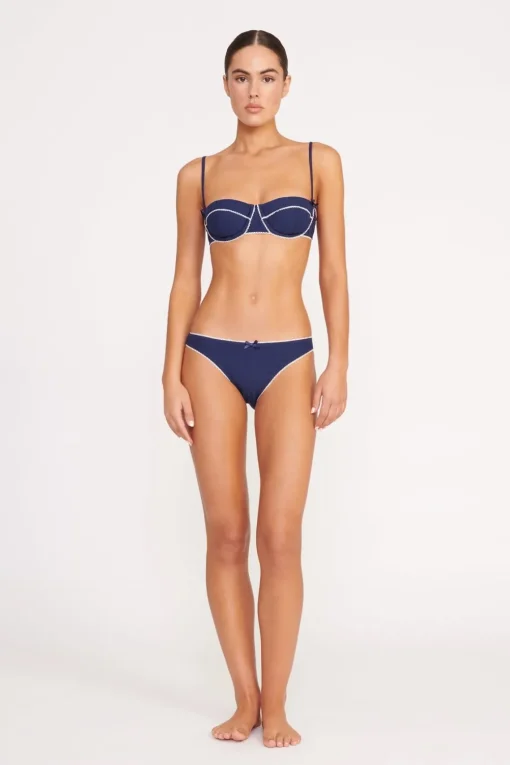 JO BALCONETTE BIKINI TOP  NAVY WHITE