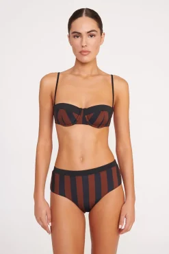 JO BALCONETTE BIKINI TOP  BLACK TAN SEASHORE STRIPE