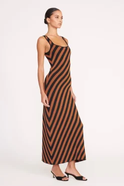 KATIE DRESS  BLACK TAN SEASHORE STRIPE