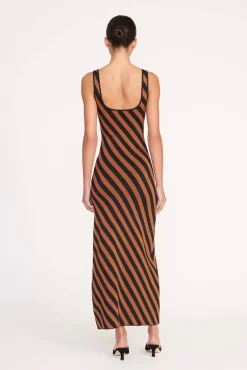 KATIE DRESS  BLACK TAN SEASHORE STRIPE