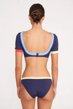 LILY SHORT SLEEVE BIKINI TOP  NAVY COLORBLOCK