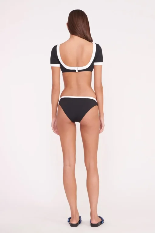 LILY SHORT SLEEVE BIKINI TOP  BLACK WHITE