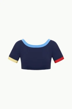 LILY SHORT SLEEVE BIKINI TOP  NAVY COLORBLOCK