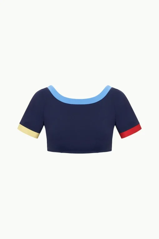 LILY SHORT SLEEVE BIKINI TOP  NAVY COLORBLOCK