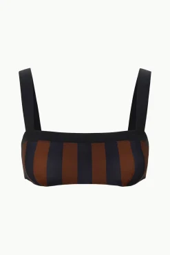LIV BIKINI TOP  BLACK TAN SEASHORE STRIPE