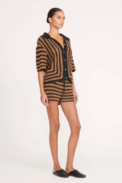 MABEL TOP BLACK TAN SEASHORE STRIPE