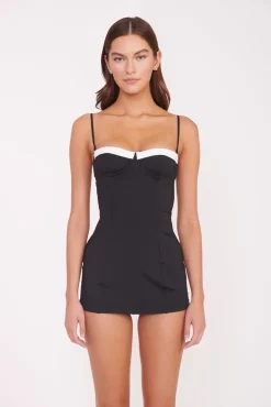 MAEVE SWIM DRESS  BLACK WHITE