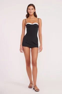 MAEVE SWIM DRESS  BLACK WHITE