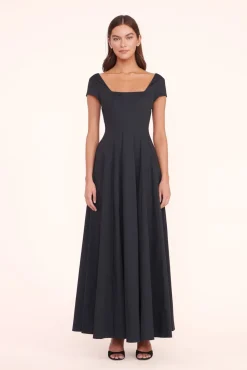 MAXI SHORT SLEEVE WELLS DRESS  BLACK