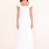 MAXI SHORT SLEEVE WELLS DRESS  WHITE