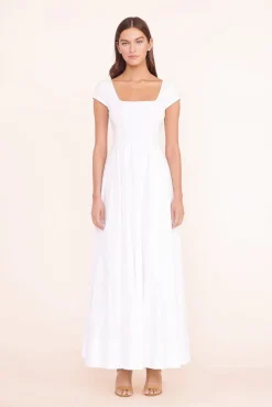 MAXI SHORT SLEEVE WELLS DRESS  WHITE