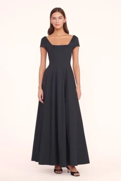 MAXI SHORT SLEEVE WELLS DRESS  BLACK