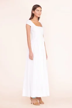 MAXI SHORT SLEEVE WELLS DRESS  WHITE