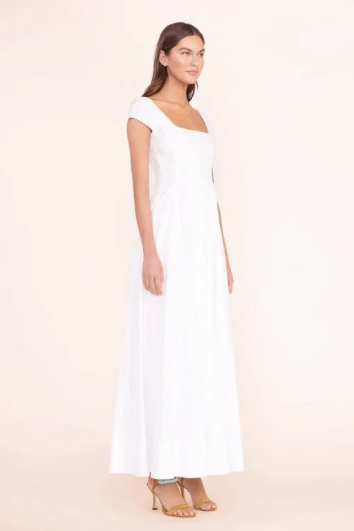 MAXI SHORT SLEEVE WELLS DRESS  WHITE