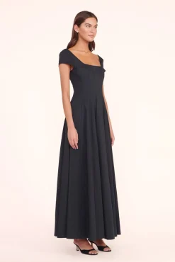 MAXI SHORT SLEEVE WELLS DRESS  BLACK