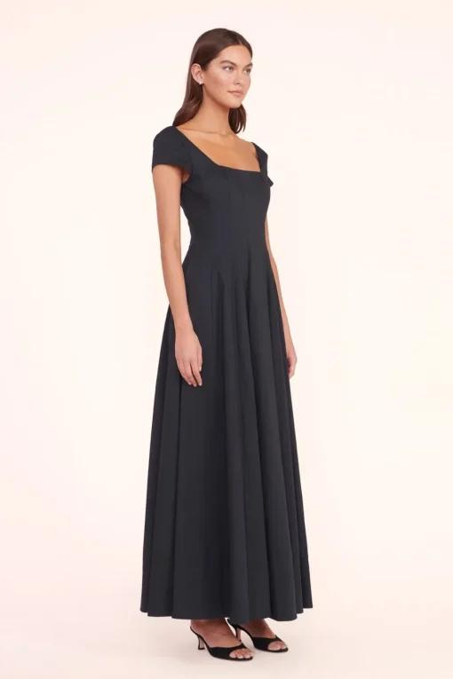 MAXI SHORT SLEEVE WELLS DRESS  BLACK
