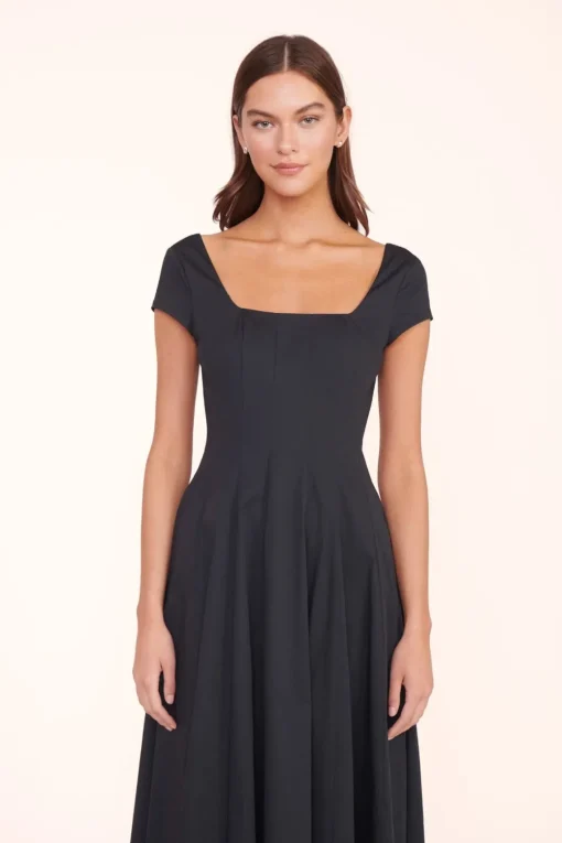 MAXI SHORT SLEEVE WELLS DRESS  BLACK
