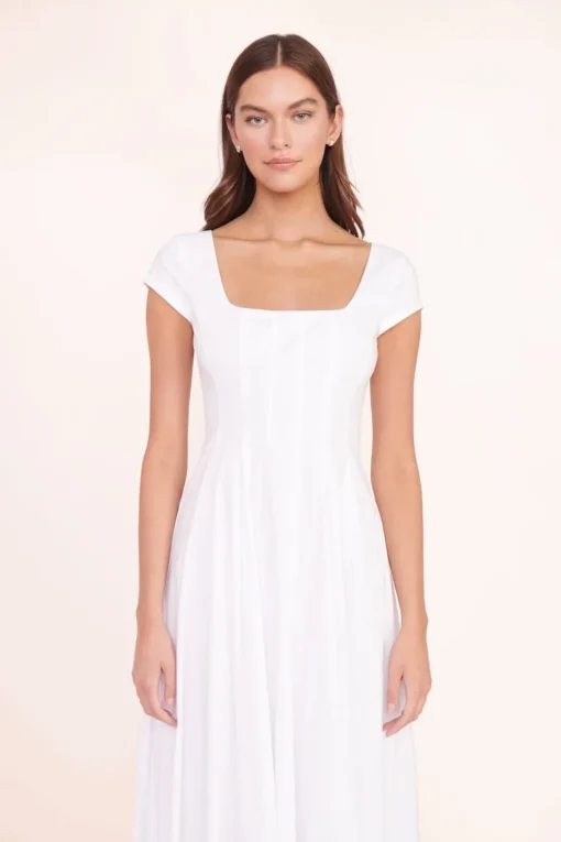 MAXI SHORT SLEEVE WELLS DRESS  WHITE