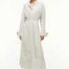 MIDI LORENZA DRESS  IVORY MICRO STRIPE