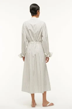 MIDI LORENZA DRESS  IVORY MICRO STRIPE