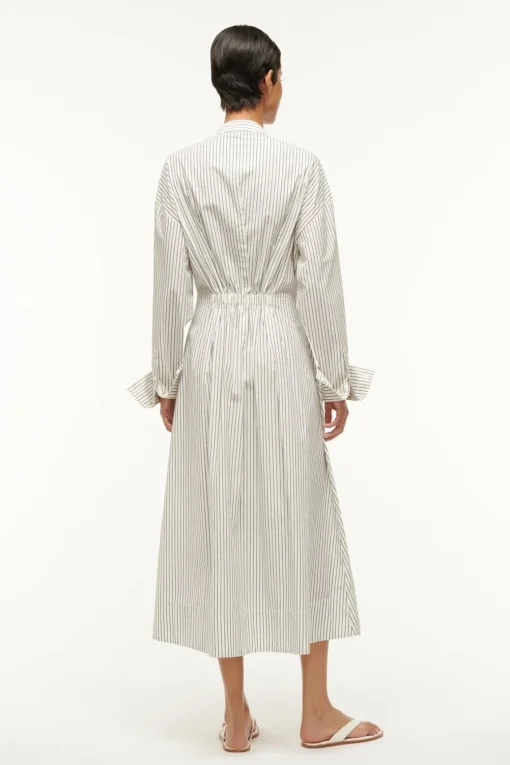 MIDI LORENZA DRESS  IVORY MICRO STRIPE