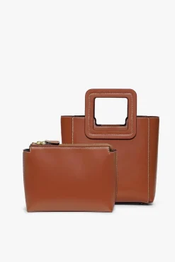 MINI SHIRLEY LEATHER BAG  SADDLE