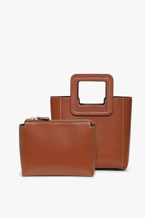MINI SHIRLEY LEATHER BAG  SADDLE