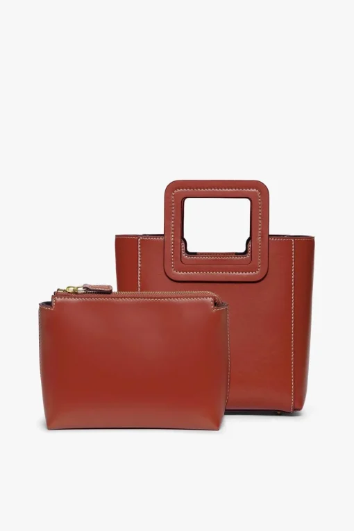 MINI SHIRLEY LEATHER BAG  COGNAC