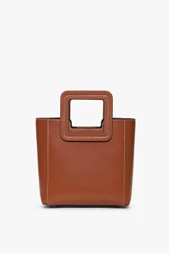 MINI SHIRLEY LEATHER BAG  SADDLE