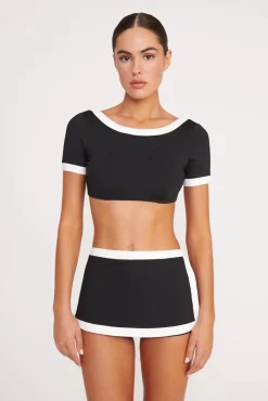 NELL SWIM SKIRT  BLACK WHITE