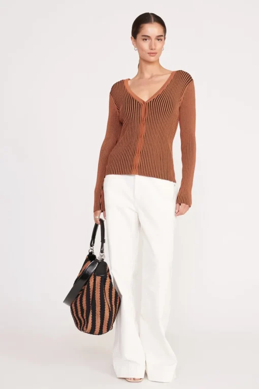 PERRY BAG  BLACK TAN SEASHORE STRIPE