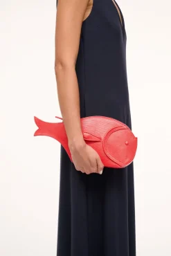 PESCE LEATHER CLUTCH  RED ROSE