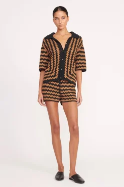 SAMARA SHORT  BLACK TAN SEASHORE STRIPE