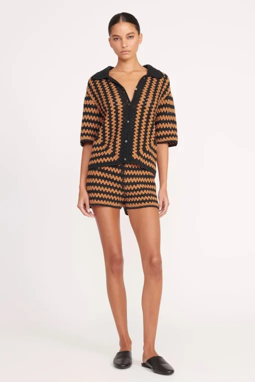 SAMARA SHORT  BLACK TAN SEASHORE STRIPE