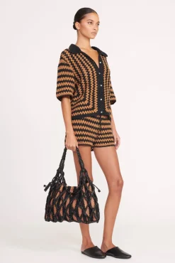 SAMARA SHORT  BLACK TAN SEASHORE STRIPE