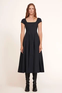 SHORT SLEEVE WELLS DRESS  BLACK