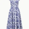 SHORT SLEEVE WELLS DRESS  BLUE TOILE
