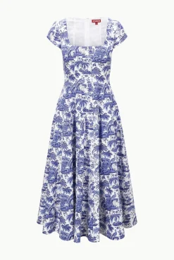 SHORT SLEEVE WELLS DRESS  BLUE TOILE