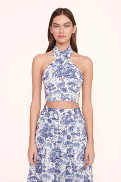 SMOCKED KAI TOP  BLUE TOILE