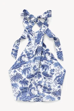 SMOCKED KAI TOP  BLUE TOILE