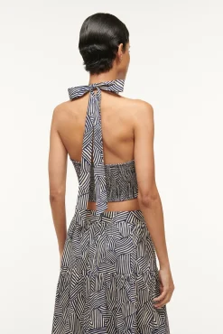 SMOCKED KAI TOP  NAVY MOSAIC