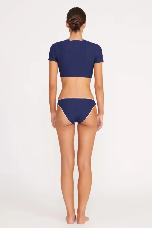 SOLEIL SWIM TOP  NAVY WHITE