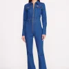 STAUD + WRANGLER THE BODY JUMPSUIT  DARK RINSE